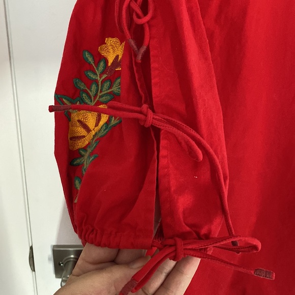 LUCY & LAUREL - tunic dress red embroidered sleeves boho size small - Picture 3 of 7